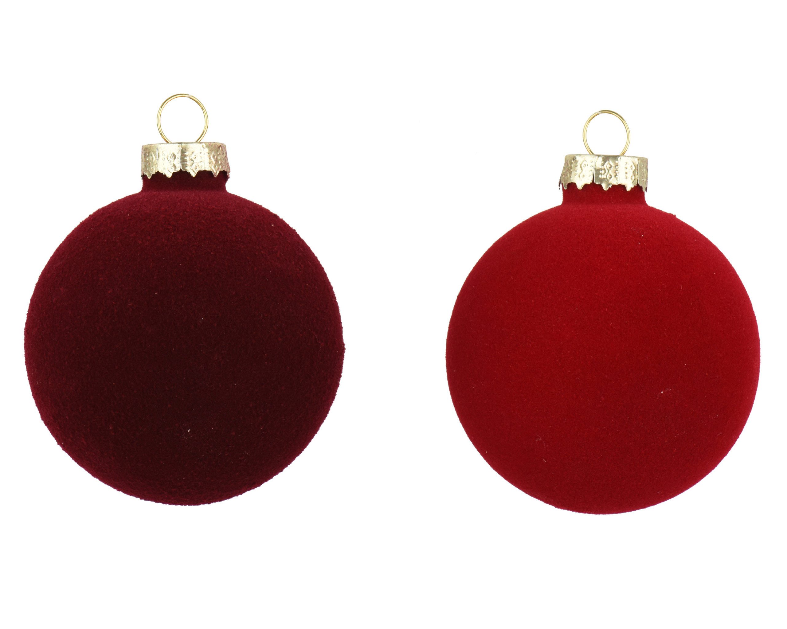 Kaemingk Weihnachtsbaumkugel, Weihnachtskugeln Glas 6cm Mix Samtoptik 10er Set - Rot / Bordeaux