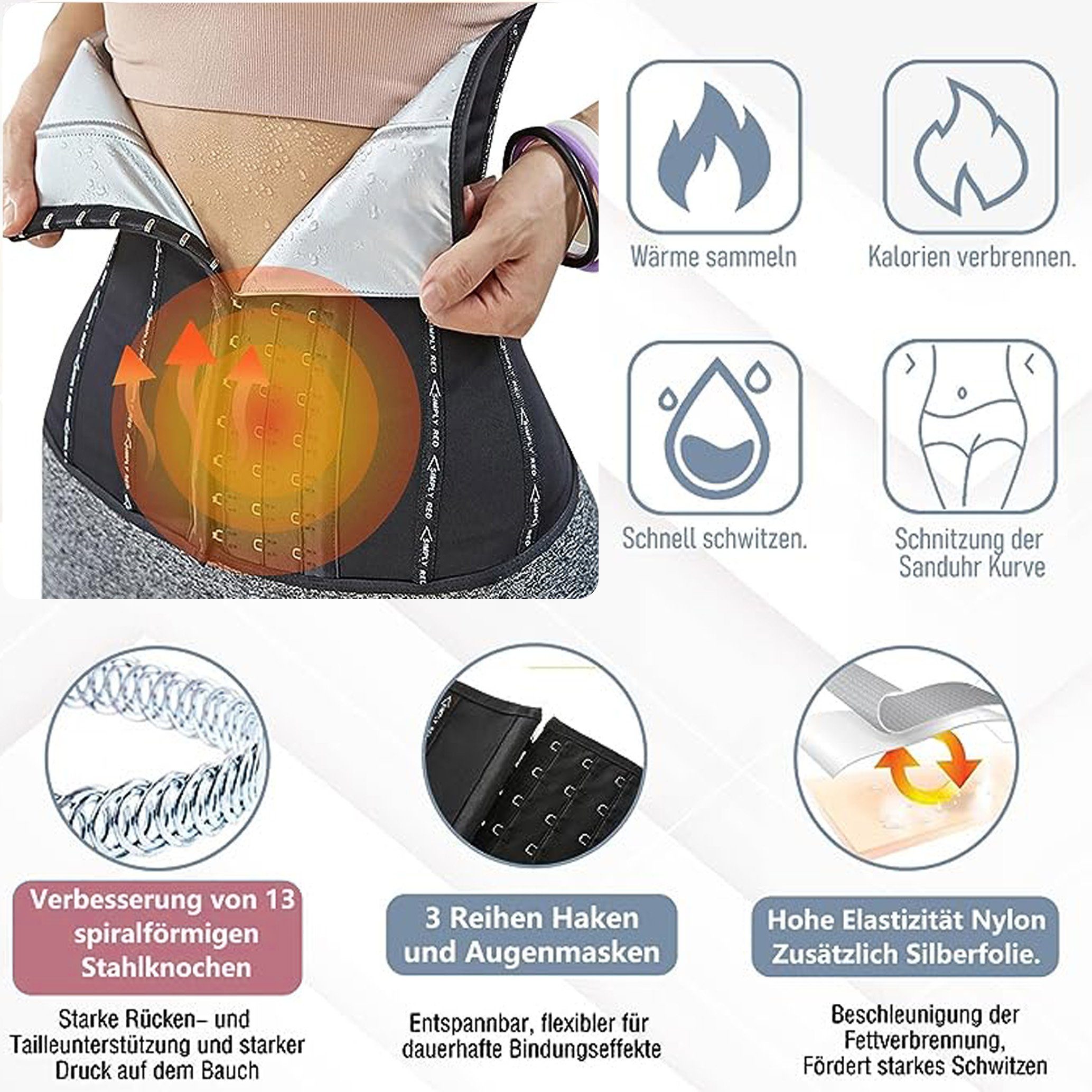 GOLDEN Bauchweggürtel Schwitzgürtel Sauna Taillentrainer Damen & Herren zum Abnehmen