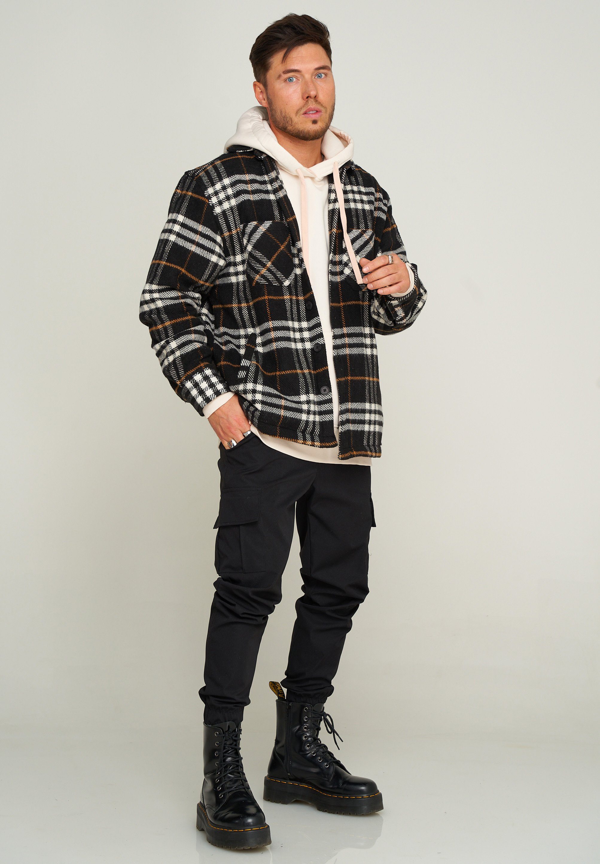 2Y Premium Oversized 2YOTTAWA Black-White Flanellhemd Flanell