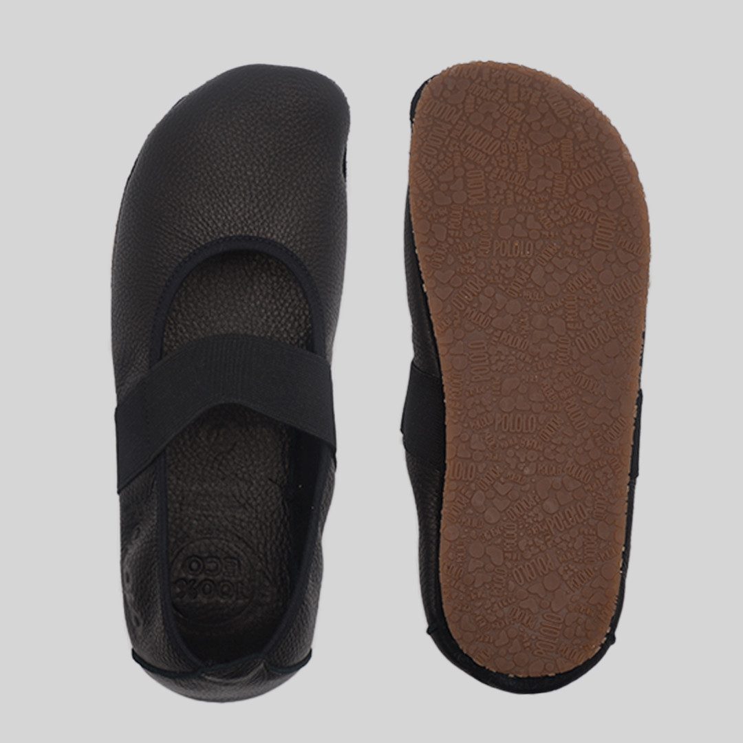 POLOLO Barfuß Ballerina Kaya, Damen Barfußschuh aus natürlich gegerbtem Leder