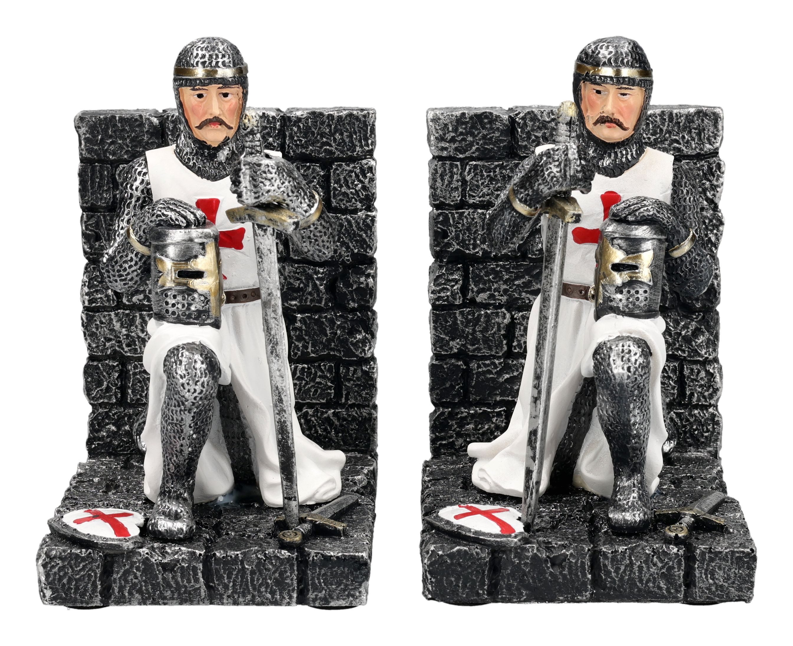 Figuren Shop GmbH Buchstütze Tempelritter Buchstützen – Ritter Figuren Statue Kreuzritter 13.5 cm (2 St)