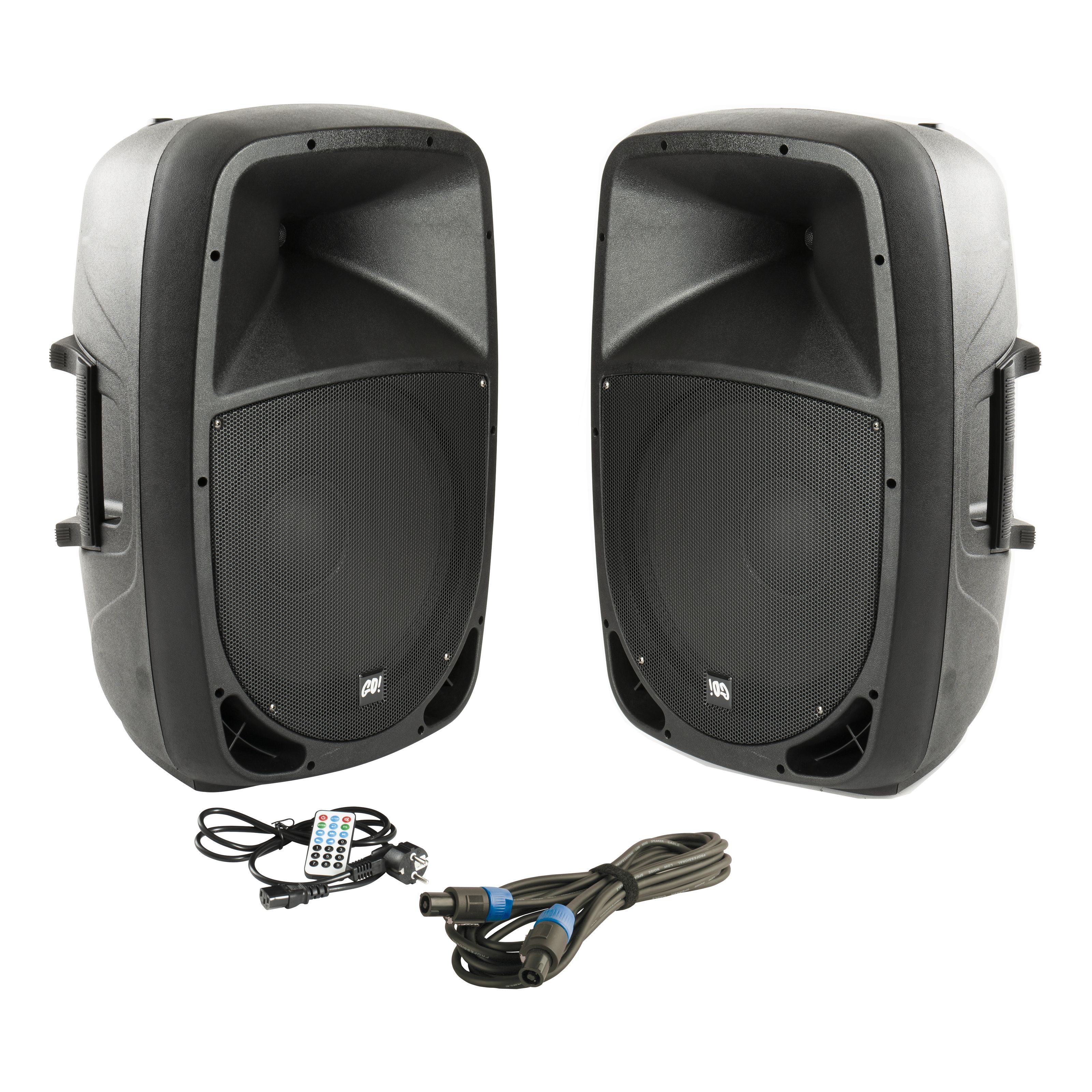 MUSIC STORE Lautsprecher (Aktives Lautsprecher Set, 15 Zoll Topteil, Bluetooth Lautsprecher)