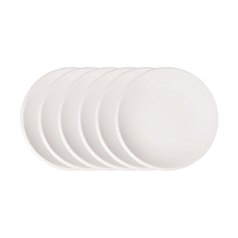 Villeroy & Boch Speiseteller Speiseteller 27 cm NewMoon weiß 6-tlg., Speiseteller, Essteller, Flachteller, Ø27cm, Made in Germany, weiß