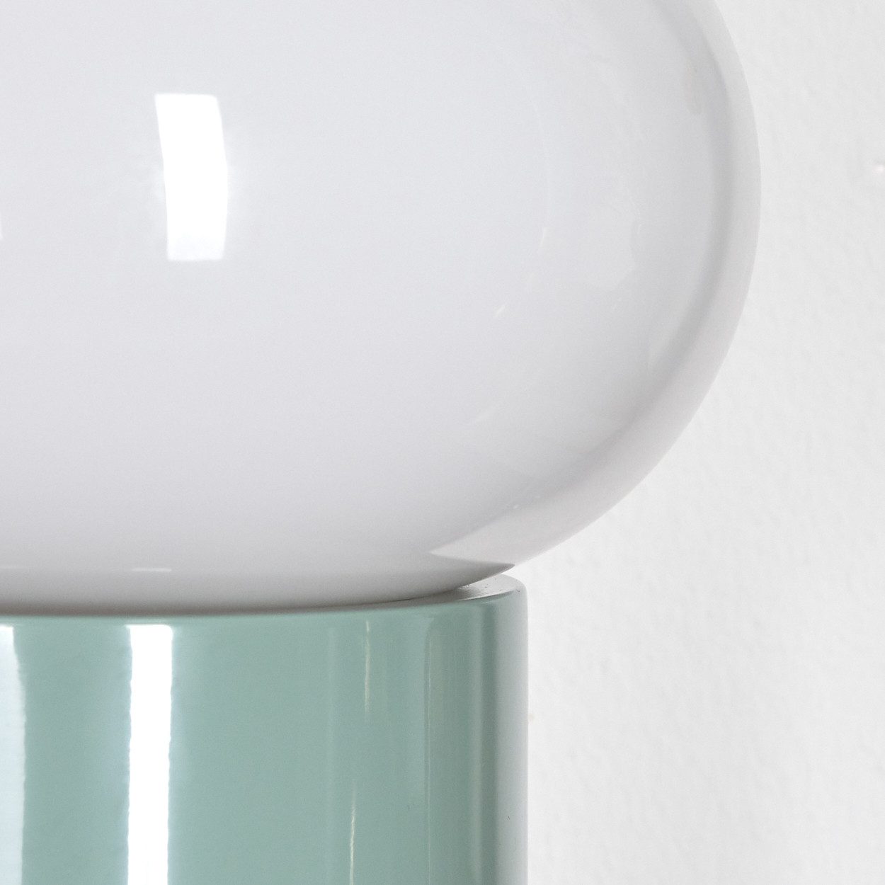 hofstein Tischleuchte Tischlampe aus Metall/Glas in Türkis/Weiß mit Schalter am Kabel, ohne Leuchtmittel, Leuchte im Retro/Vintage-Design mit Glasschirm (15 cm), E27