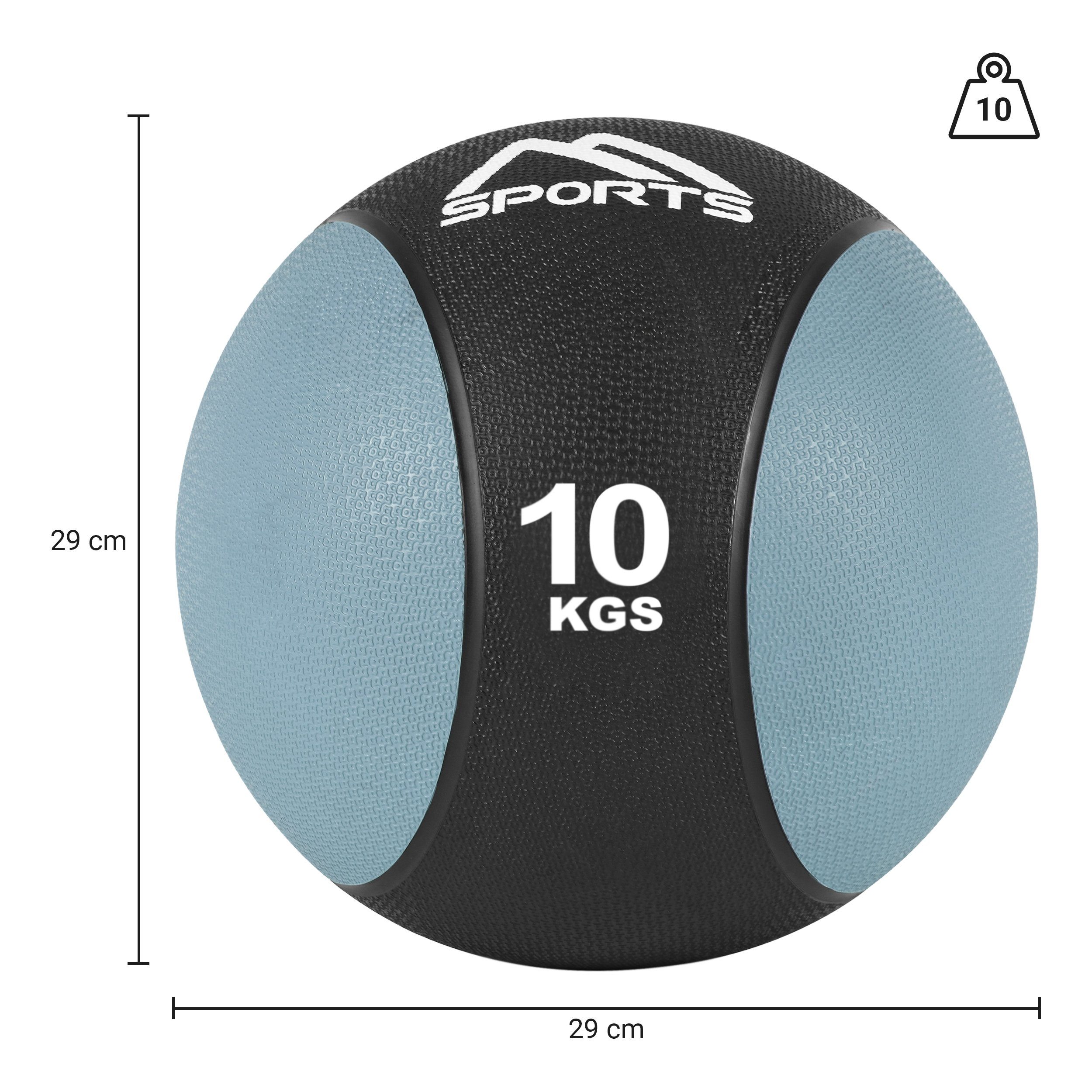 MSports® Medizinball Medizinball 1 kg inkl. - Hellgrau – 10 – kg Übungsposter 10