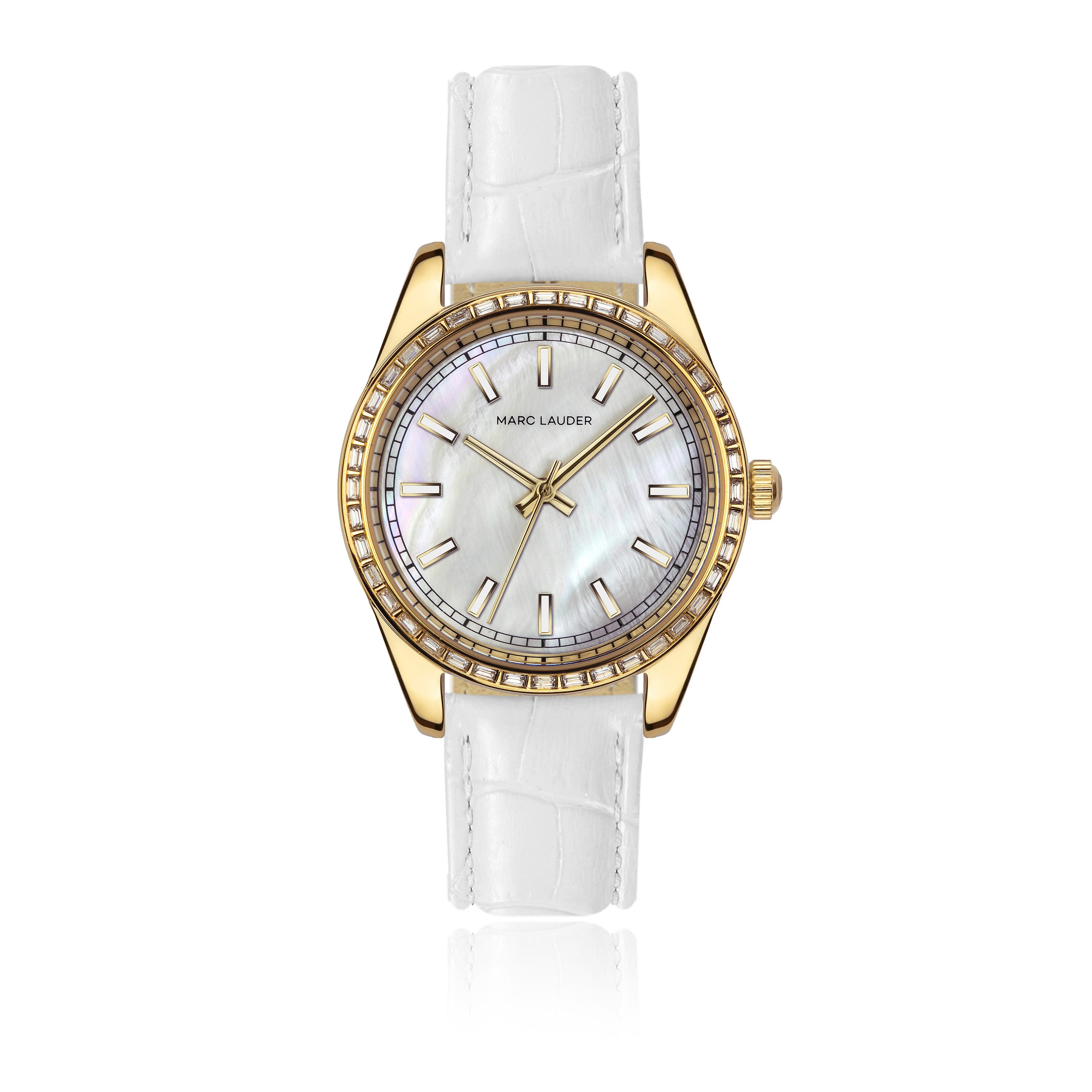 MARC LAUDER Quarzuhr MD8-S108S Tirana White MOP Genuine calf leather