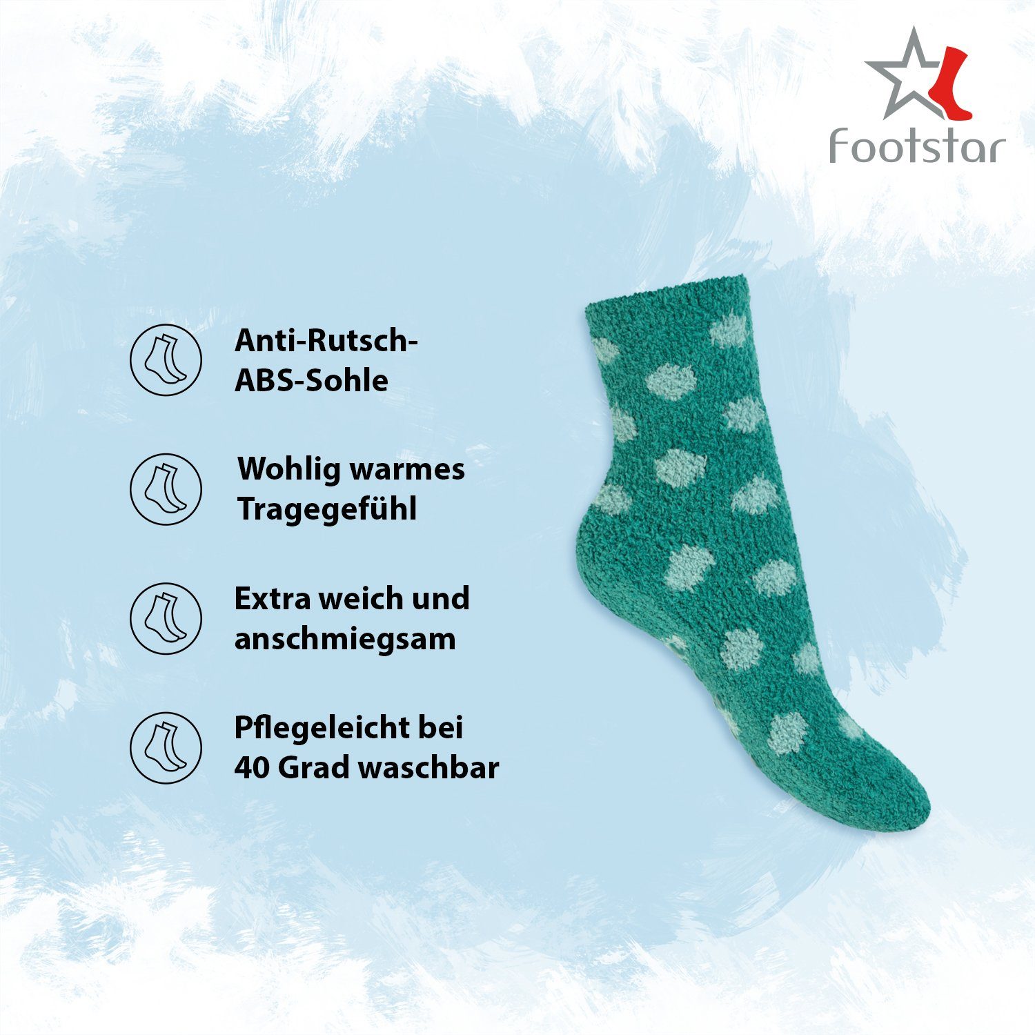 Footstar Kuschelsocken Plüschsocken für Damen & Herren Socken (6 Paar)