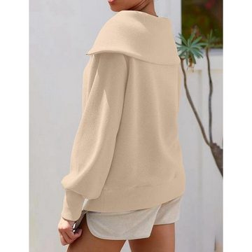 AFAZ New Trading UG Kapuzenpullover Damen Sweatshirt Pullover Kapuze Oversize Langarm V-Ausschnitt