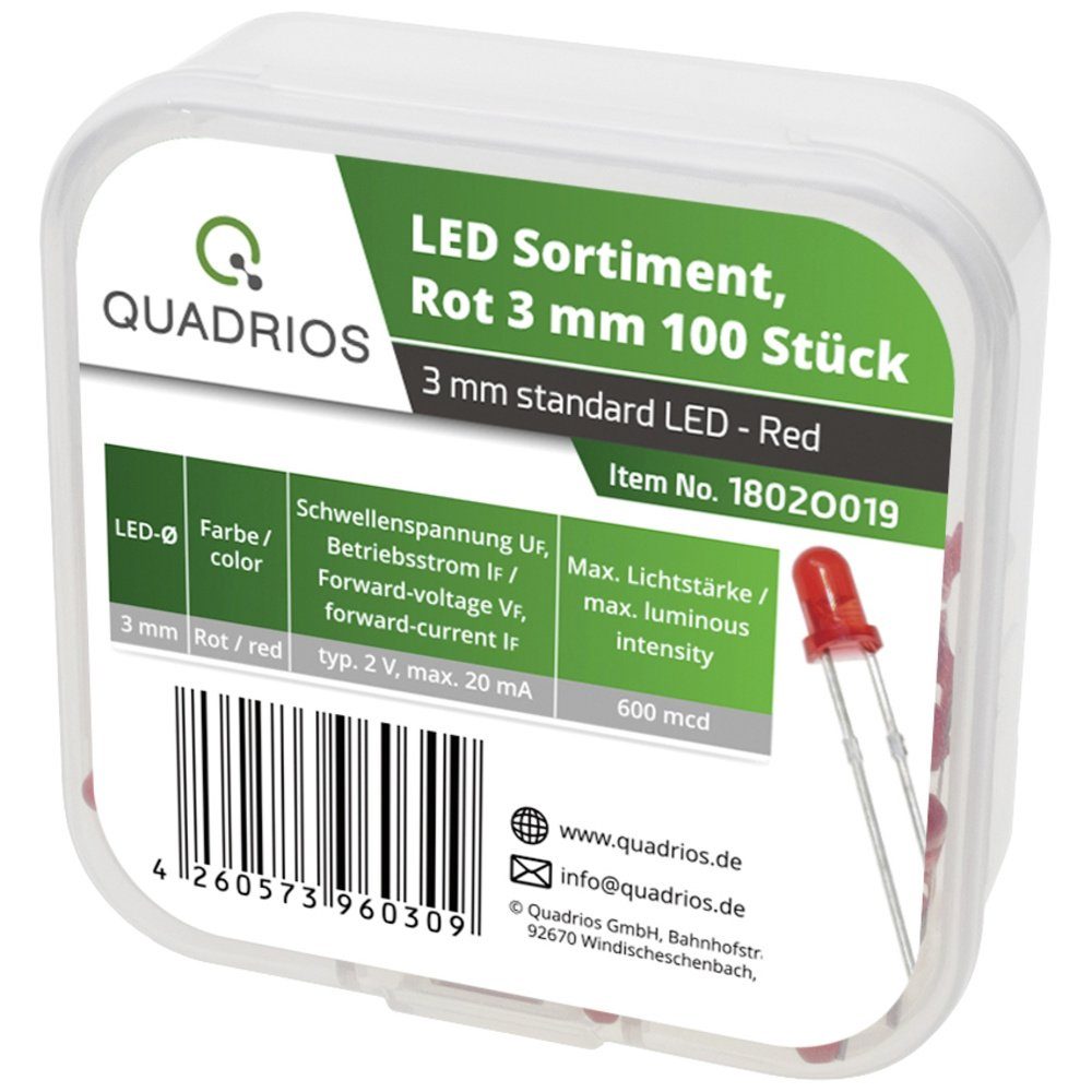 Quadrios 20 LED-Leuchtmittel 2.0 Rot mA LED-Sortiment V Quadrios