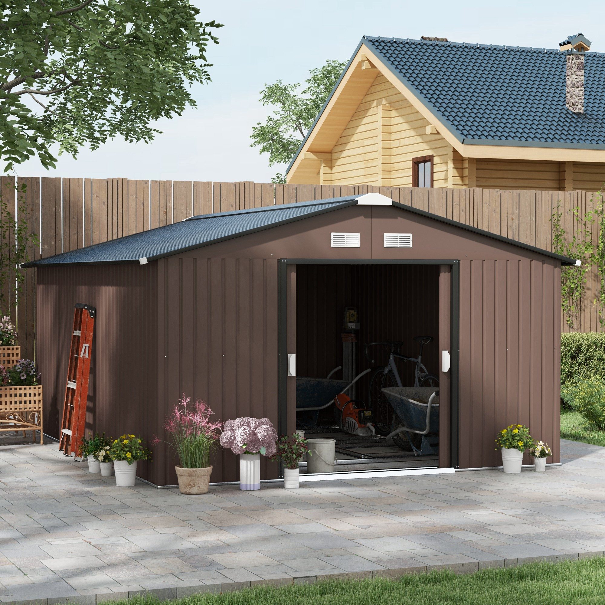 Outsunny Gerätehaus 12,4 m², mit Pultdach, günstig online kaufen