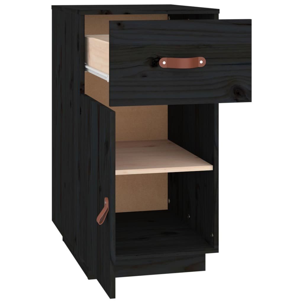 vidaXL Fächerschrank Schreibtisch-Schrank Schwarz 40x50x75 Massivholz (1-St) cm Kiefer