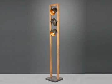 meineWunschleuchte LED Stehlampe, Dimmfunktion, LED wechselbar, Warmweiß, Ausgefallene moderne Industrial Vintage Holz Lampenschirm, Höhe 150cm