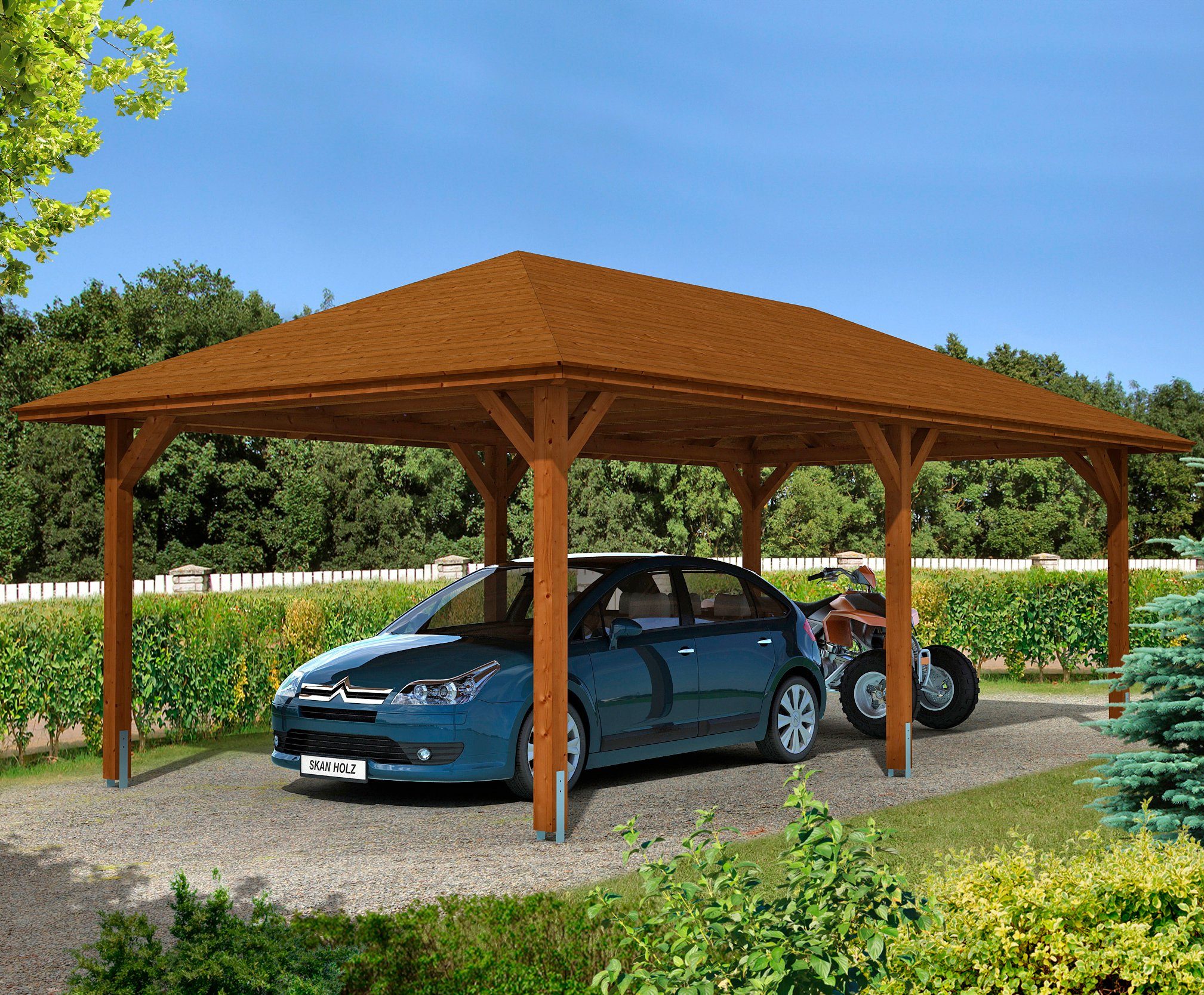 Skanholz Einzelcarport Taunus, BxT: 439x786 cm, 218 cm Einfahrtshöhe