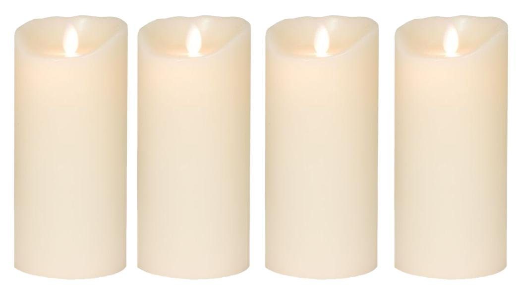 SOMPEX LED-Kerze »4er Set Flame LED Kerzen elfenbein 18cm« (Set, 4-tlg., 4  Kerzen, Höhe 18cm, Durchmesser 8cm), integrierter Timer, Echtwachs,  täuschend echtes Kerzenlicht, optimales Set für den Adventskranz,  Fernbedienung separat erhältlich online
