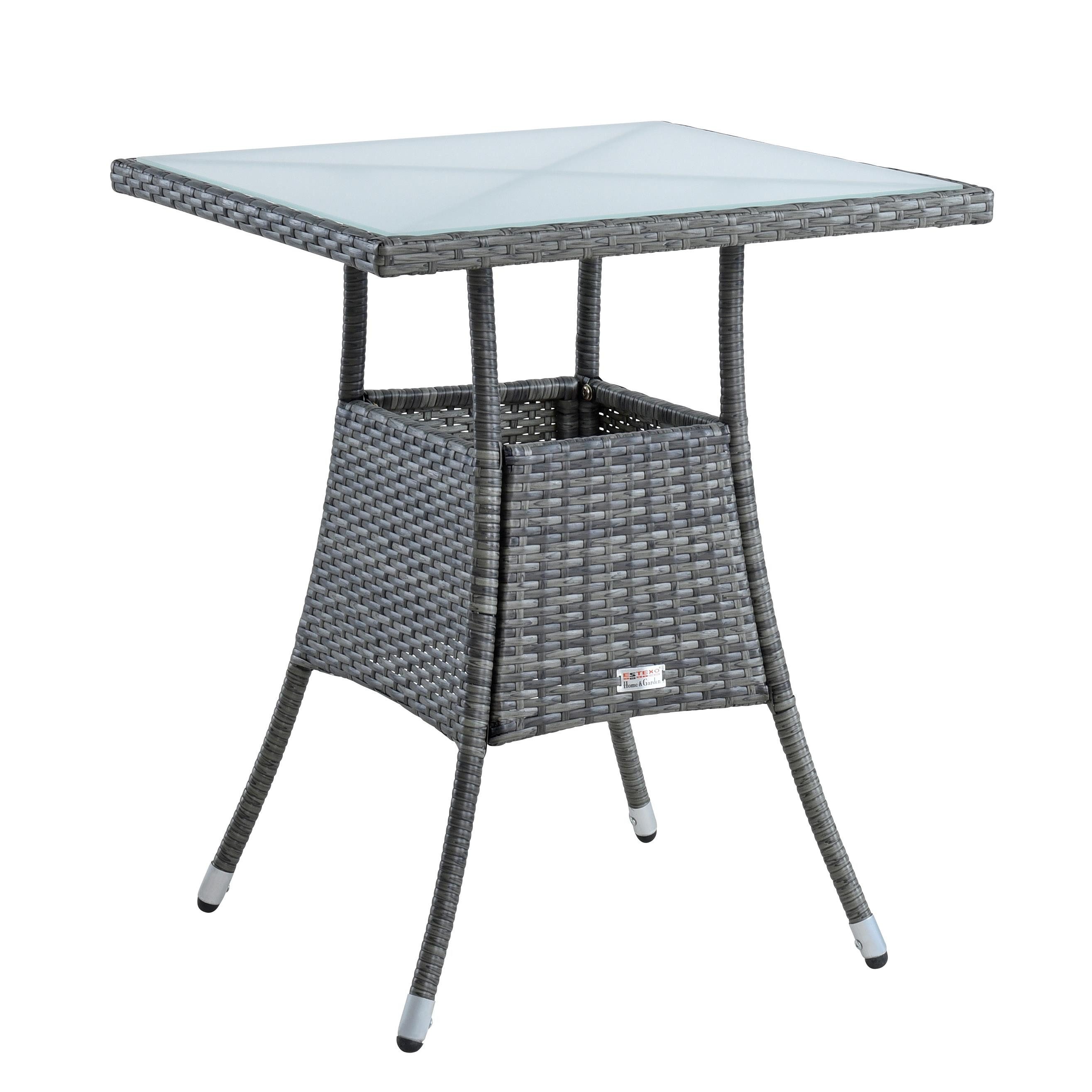 ESTEXO Gartentisch Polyrattan Beistelltisch Balkontisch 57 cm Rattan Tisch Anthrazit – Bild 5 von 5