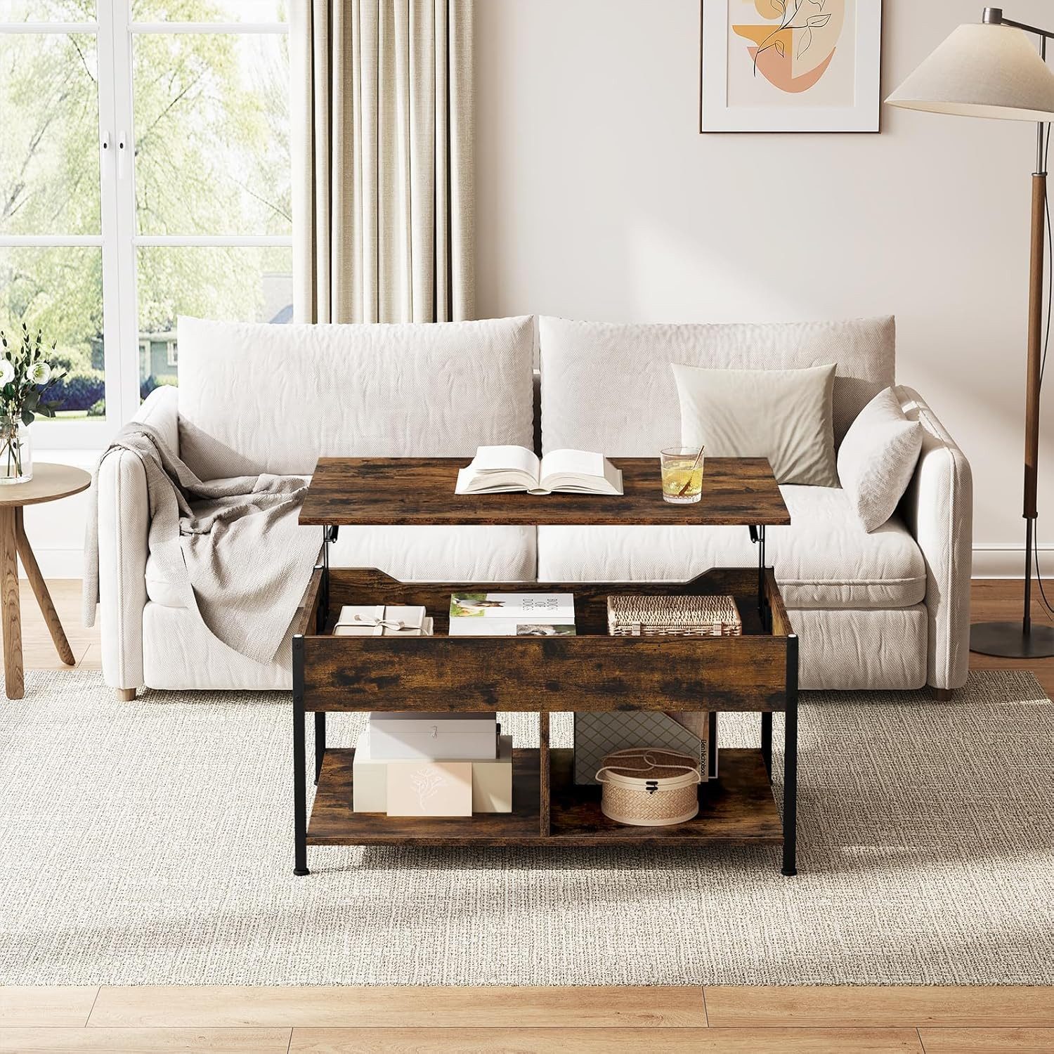 Woltu Couchtisch, Lift-Top-Beistelltisch, Wohnzimmertisch höhenverstellbar günstig online kaufen