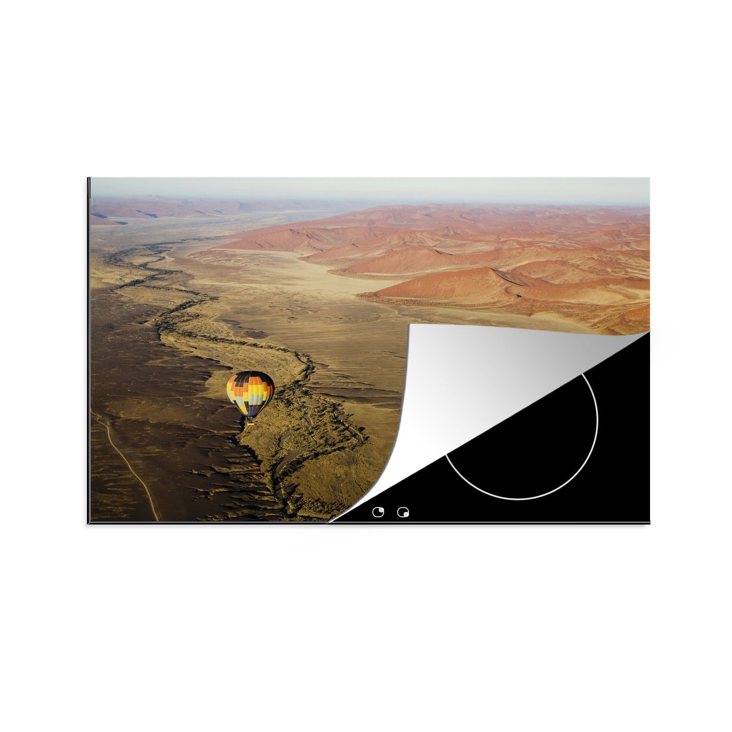 81x52 in Namibia cm, (1 Afrika, Heißluftballon Ceranfeldabdeckung küche, Namib-Wüste Herdblende-/Abdeckplatte Vinyl, die Schutz MuchoWow Induktionskochfeld über der tlg), für
