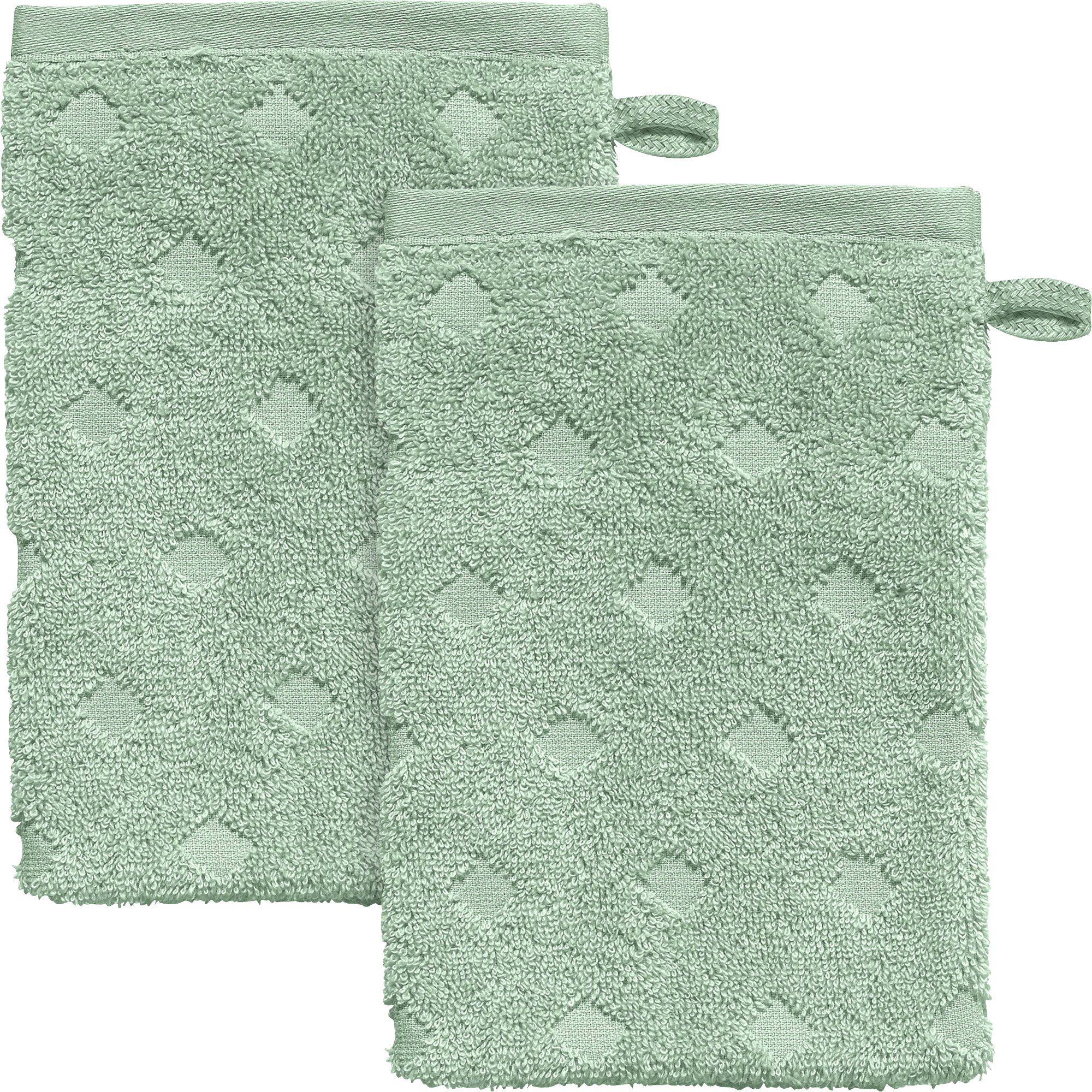 Erwin Müller Waschhandschuh Waschhandschuh "Baden-Baden" 2er-Pack, Frottier, Walk-Frottier Uni/Hoch- Tiefstruktur