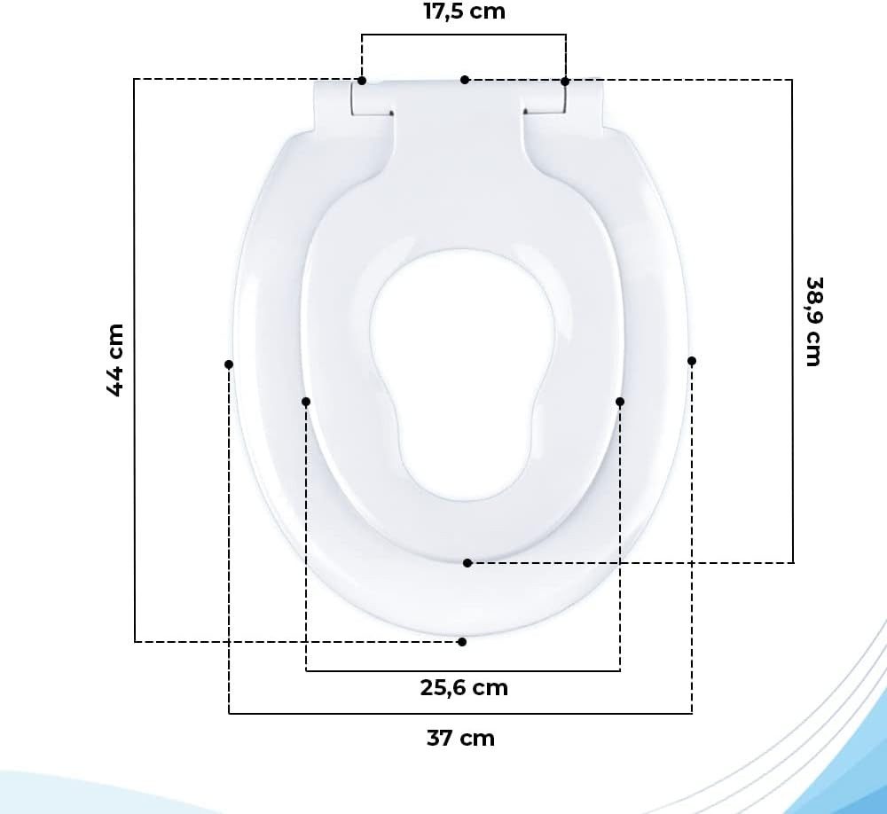 Bath4U WC-Sitz WC Sitz mit integriertem Kindersitz 37,3x44,5cm Absenkautomatik Weiß, Hygienischer Urea-Duroplast Kindersitz 25,6x38,9cm Standard-Maß