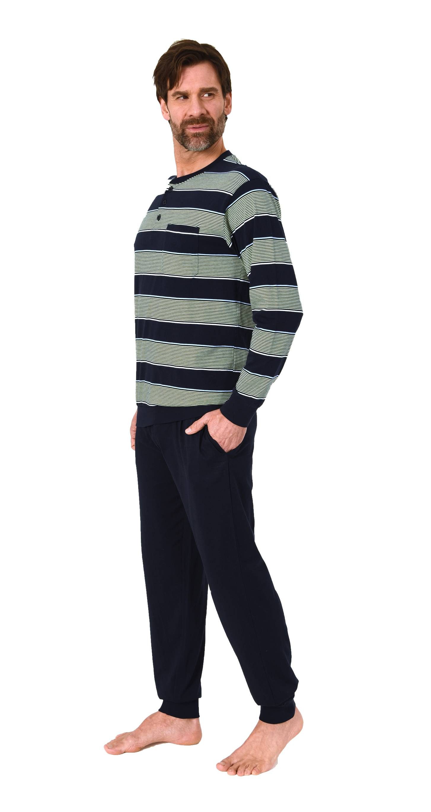 Normann Pyjama Normann Herren Schlafanzug lang mit Bündchen und Knopfleiste günstig online kaufen