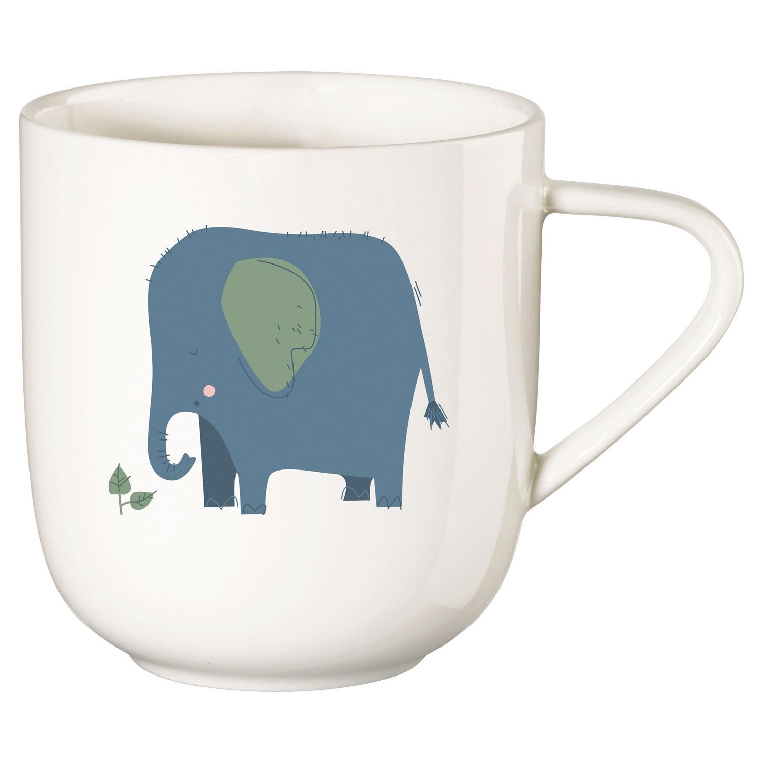 ASA SELECTION Tasse für Kinder COPPA KIDS, 250 ml, Weiß, Fine Bone China, mit Tiermotiv Elefantin Emma, Spülmaschinengeeignet
