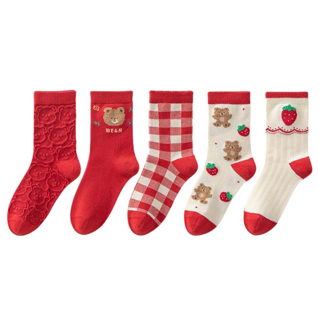 FIDDY Kuschelsocken Mädchen Herbst/Winter Neue dicke warme Baumwollsocken (5-Paar) Süße Socken für Erwachsene und Kinder