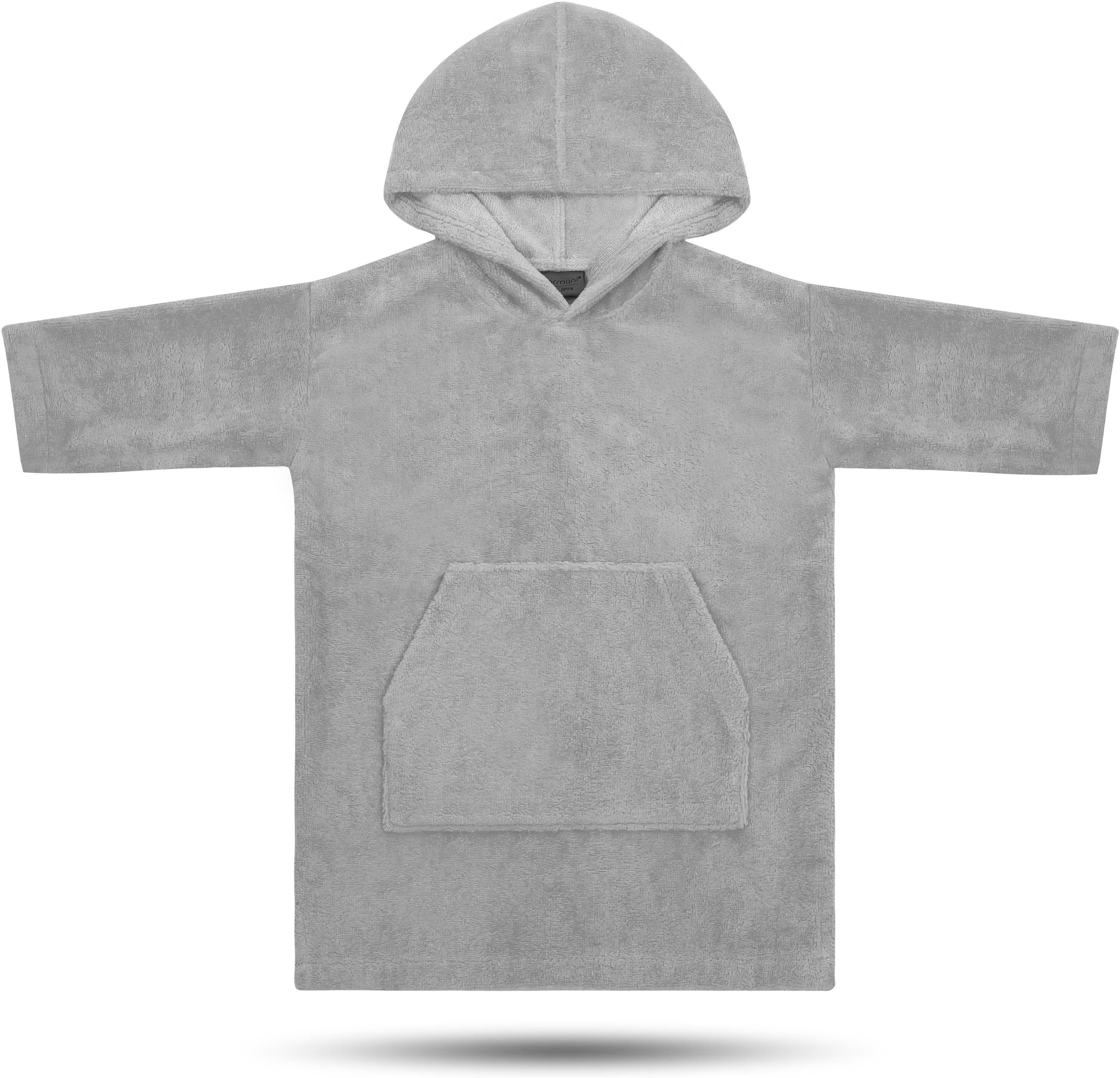 normani Badeponcho Kinder langarm Poncho (10-13 Jahre) Pichilemu, Baumwolle, Kapuze, Schlupf, Kinderponcho mit trocknender Baumwoll-Innenseite