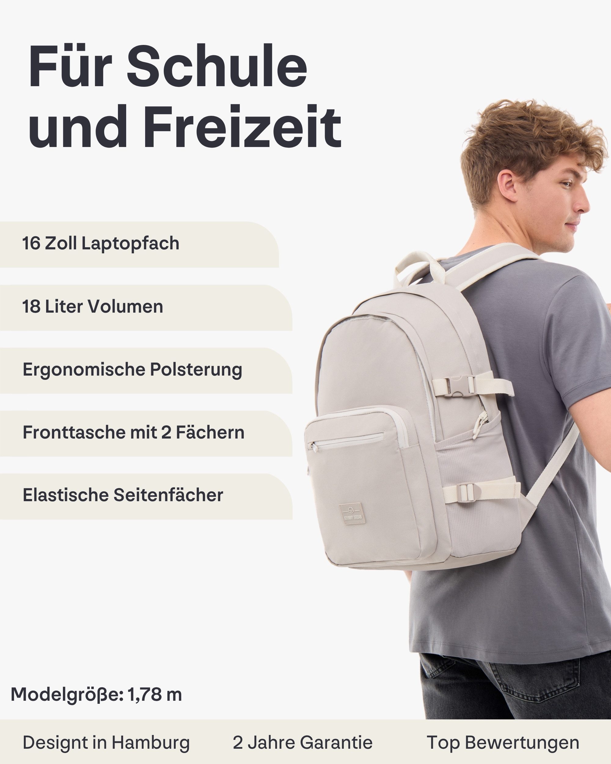 Johnny Urban Schulrucksack Lian Schulrucksack für Mädchen & Jungen (1-tlg), Funktionaler Rucksack für die Schule, Wasserabweisend