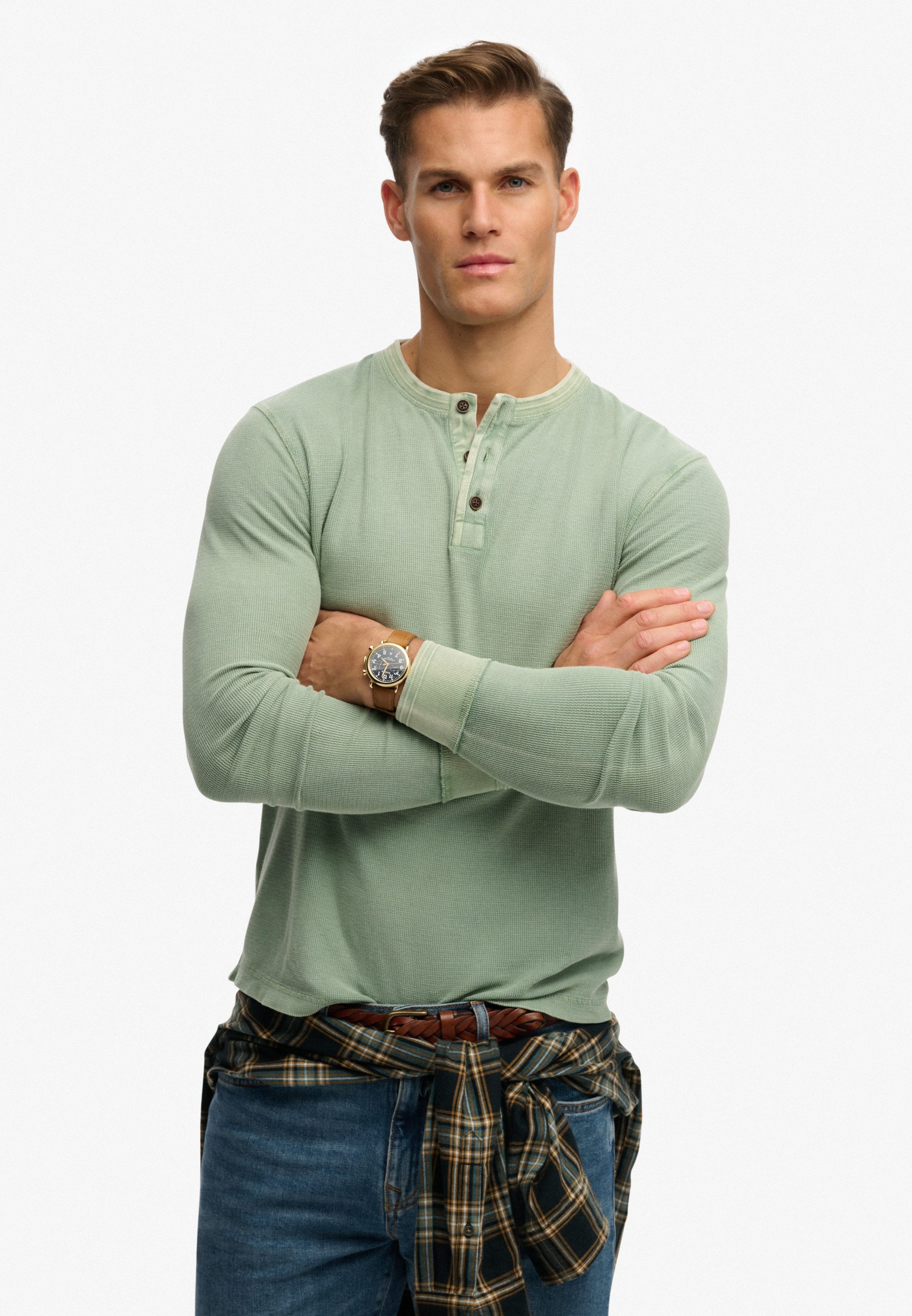 Superdry Langarmshirt LW TEXTURED GRANDAD TOP