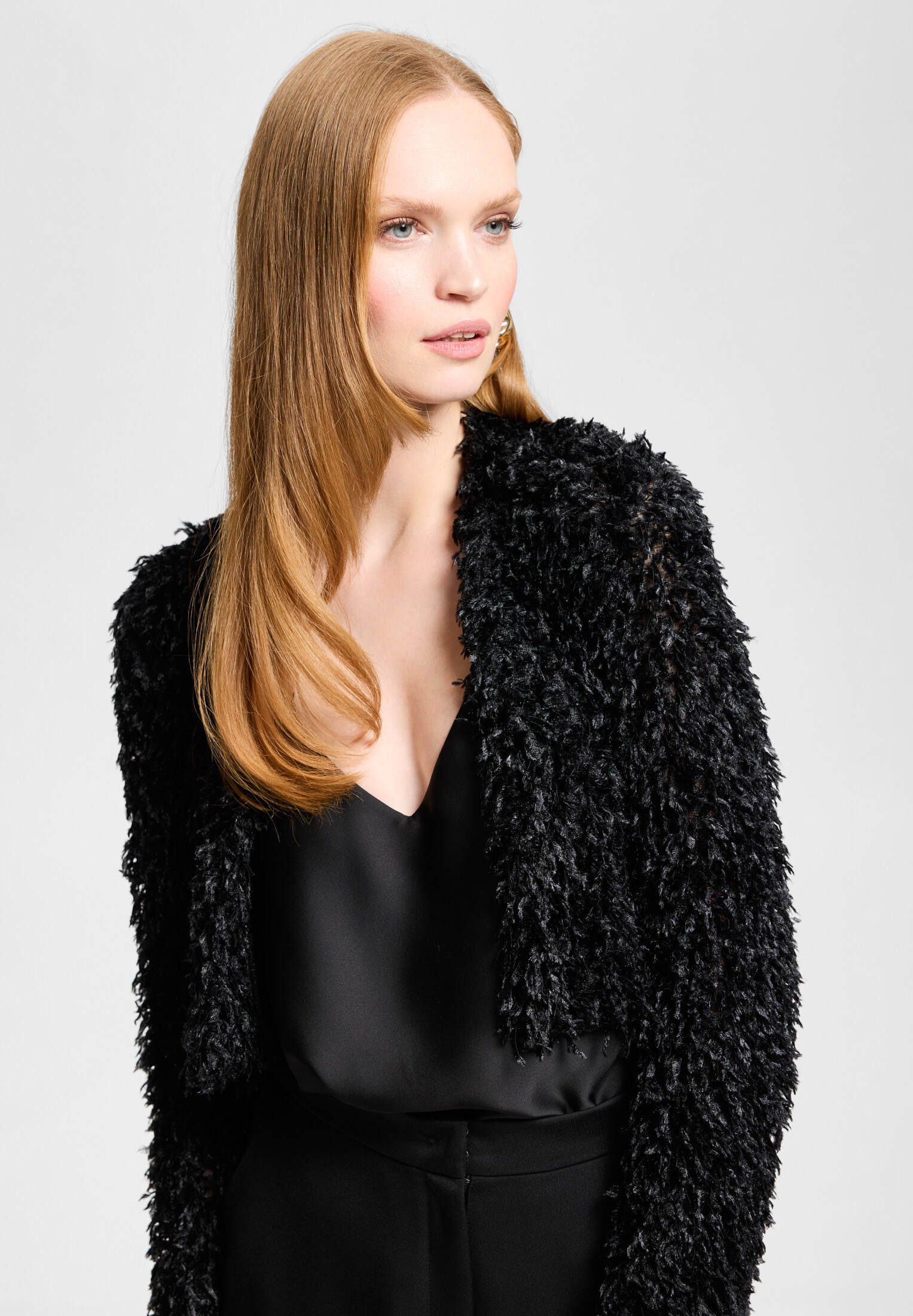 SWING Boleroblazer - Jersey Bolero mit fedriger Optik