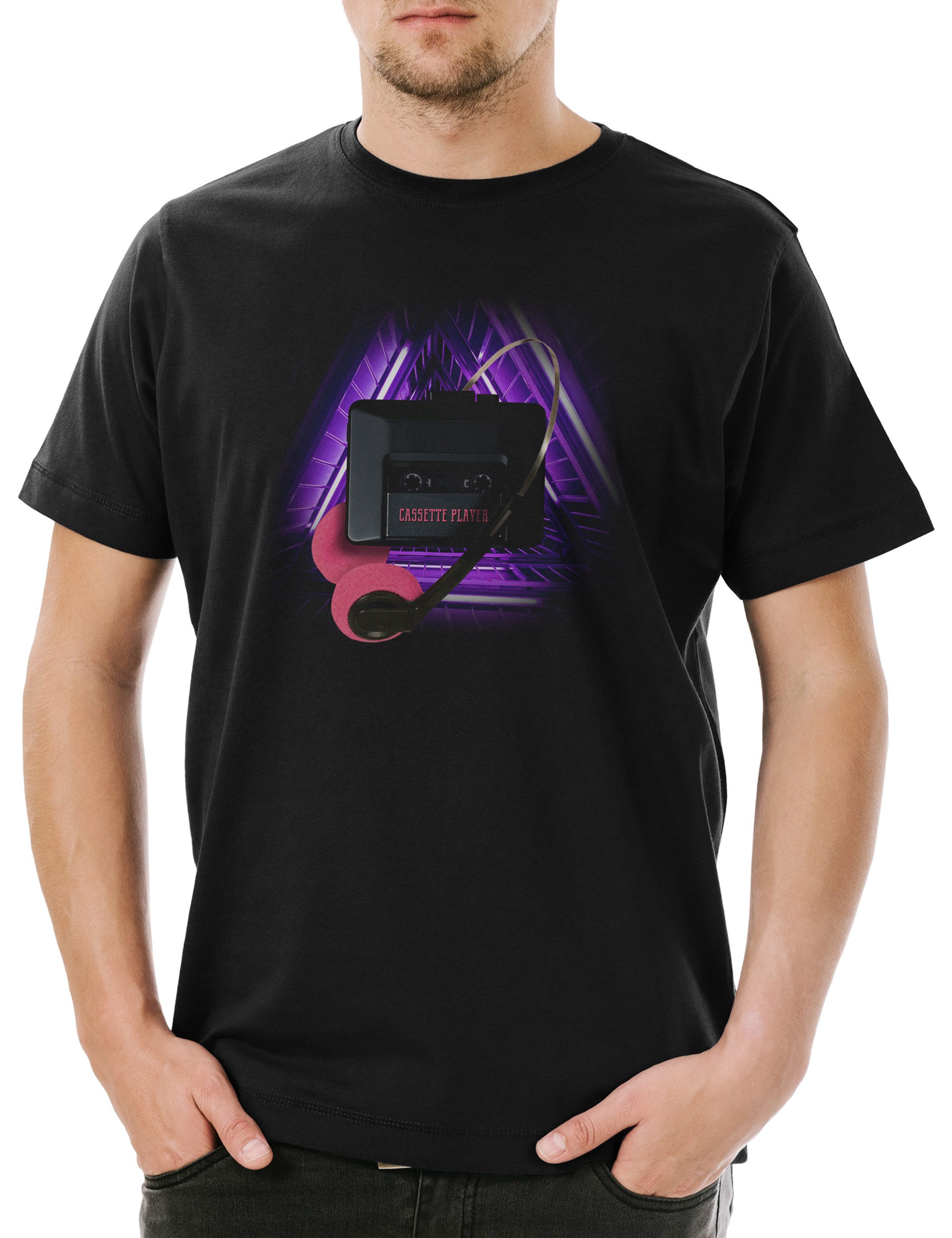 Urban Backwoods Print-Shirt Cassette Player II Herren T-Shirt Audio Kassette MC Retro Mixtape (1-tlg) Kassettenrekorder 80s Eighties Vintage