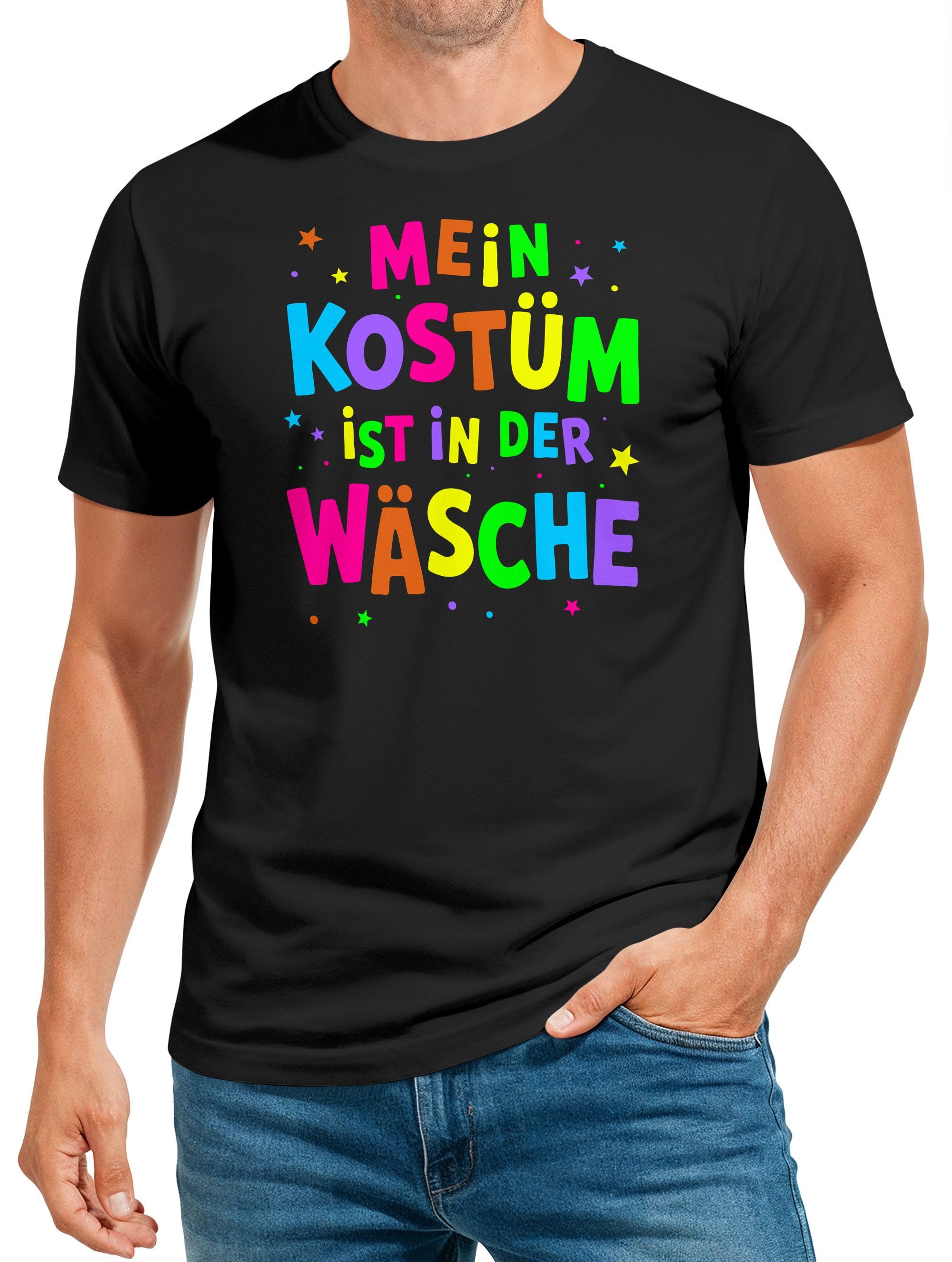 MoonWorks Print-Shirt Herren T-Shirt Anti Fasching Karneval Spruch - Mein Kostüm ist in der mit Print