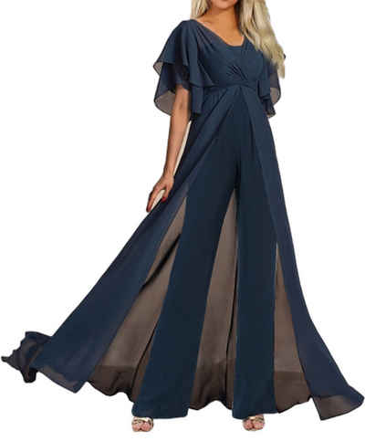 ZWY Culotte-Overall kurzärmliger Jumpsuit mit hoher Taille,rockabilly kleider damen blau (Größe: M-XL) (Kleid Damen A-Linie V-Ausschnitt Cocktailkleid Slim Kleid)