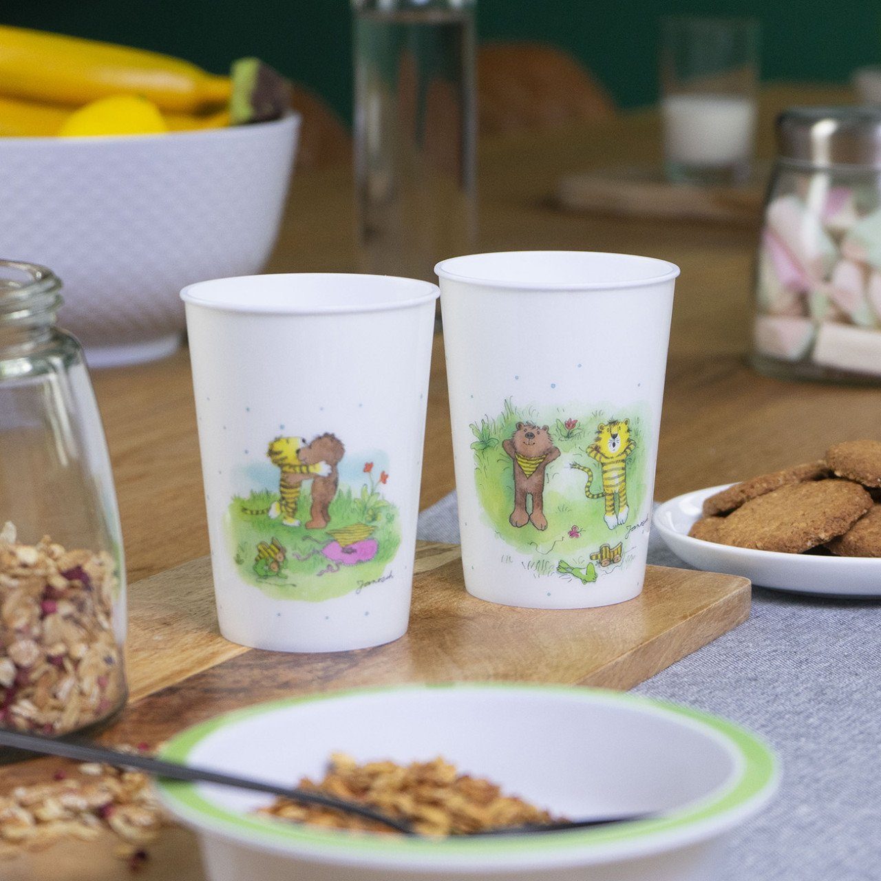 Geda Labels GmbH Becher Janosch Kids 2er Set, 2-tlg., PP, Grün, 330ml, 2er Set