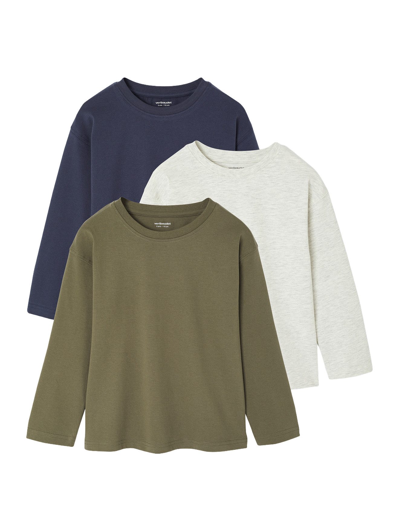 Langarmshirt 3er-Pack Jungen Shirts aus Baumwolle Basic