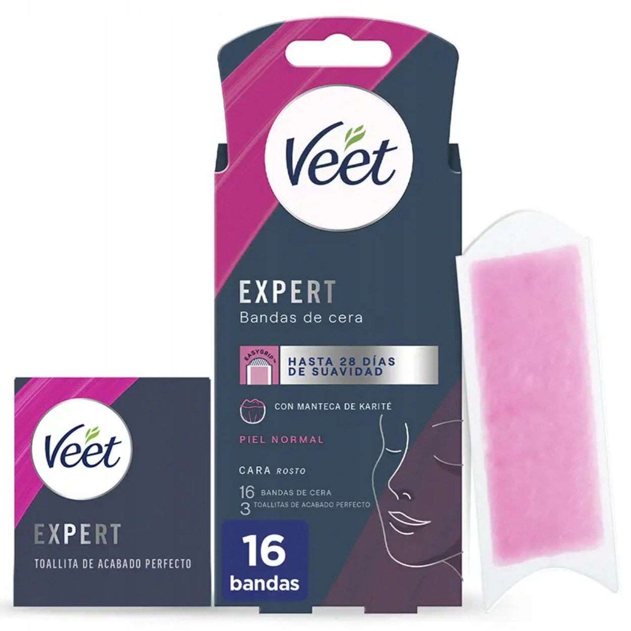 Veet Kaltwachsstreifen Veet Expert Wachsstreifen zur Gesichtsenthaarung 16 Stück, 16 Wachsstreifen, für schnelle und unkomplizierte Haarentfernung zu Hause