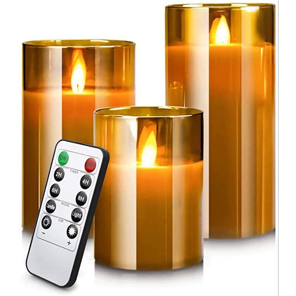 GelldG LED-Christbaumkerzen LED Flammenlose Kerzen Flackern mit  Fernbedienung und Timer