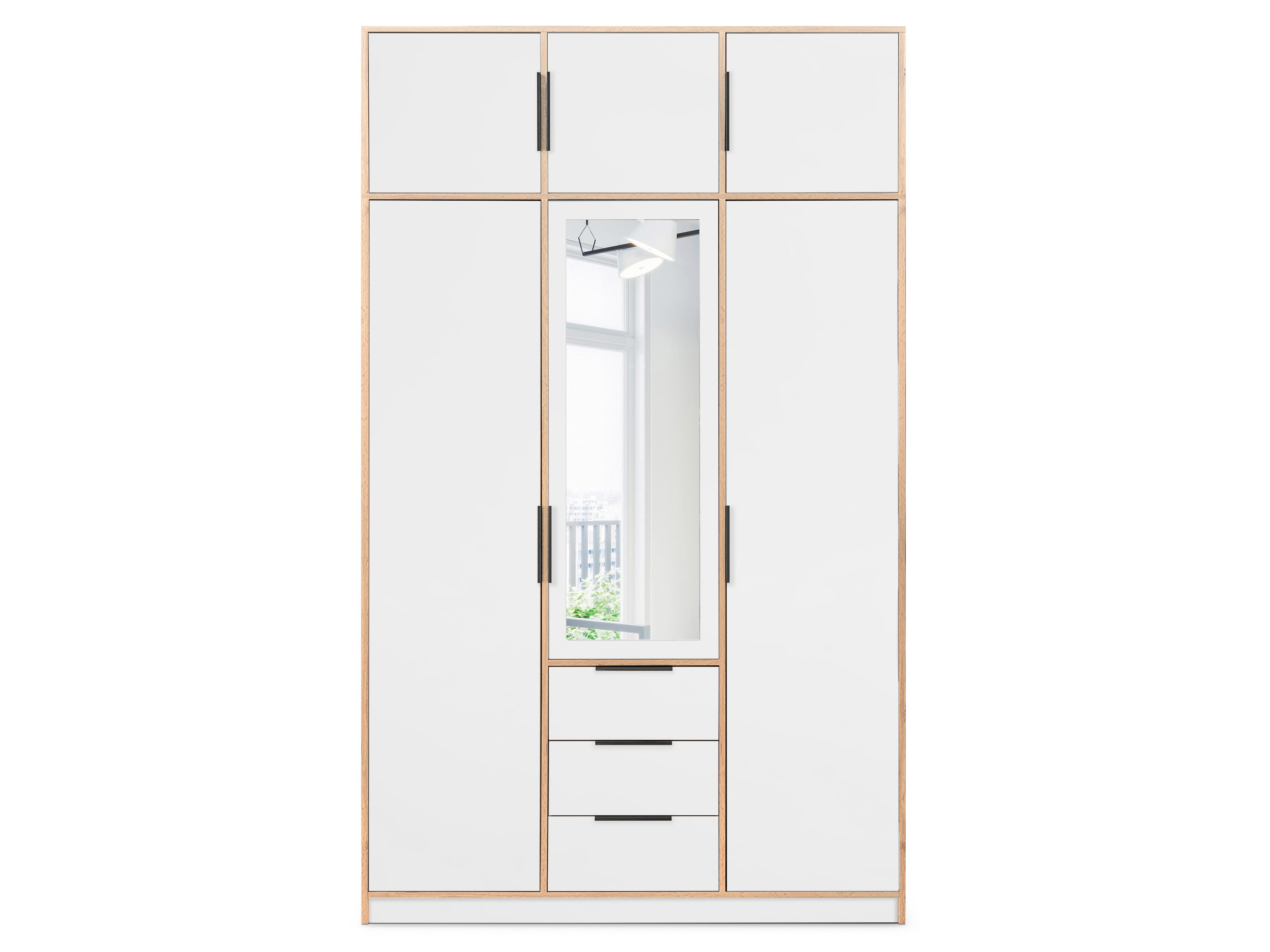 Beautysofa Kleiderschrank LIVO mit Spiegel (Design-Schrank für Schlafzimmer oder Flur, wahlweise mit oder ohne Aufsatz) Breite: 149 cm