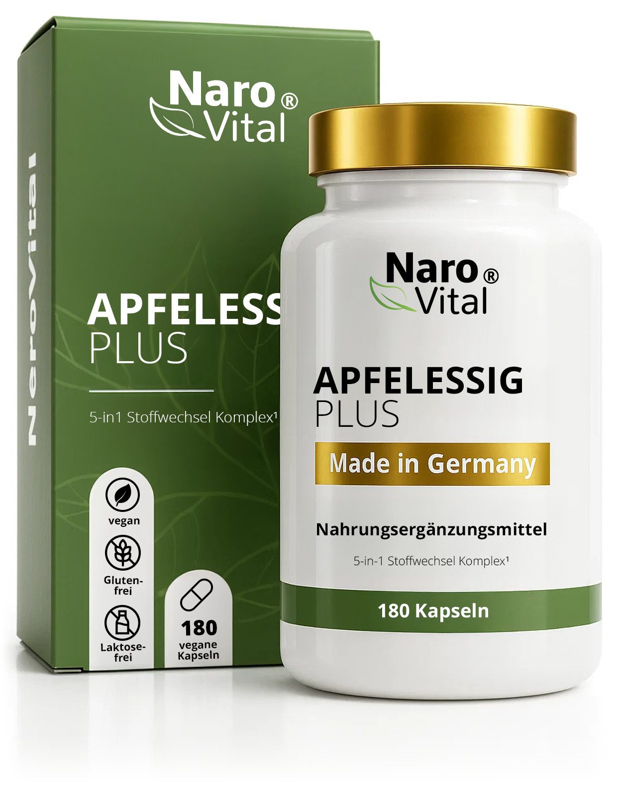 NaroVital Apfelessig Kapseln für Stoffwechsel - 180 Kapseln, 180 St.