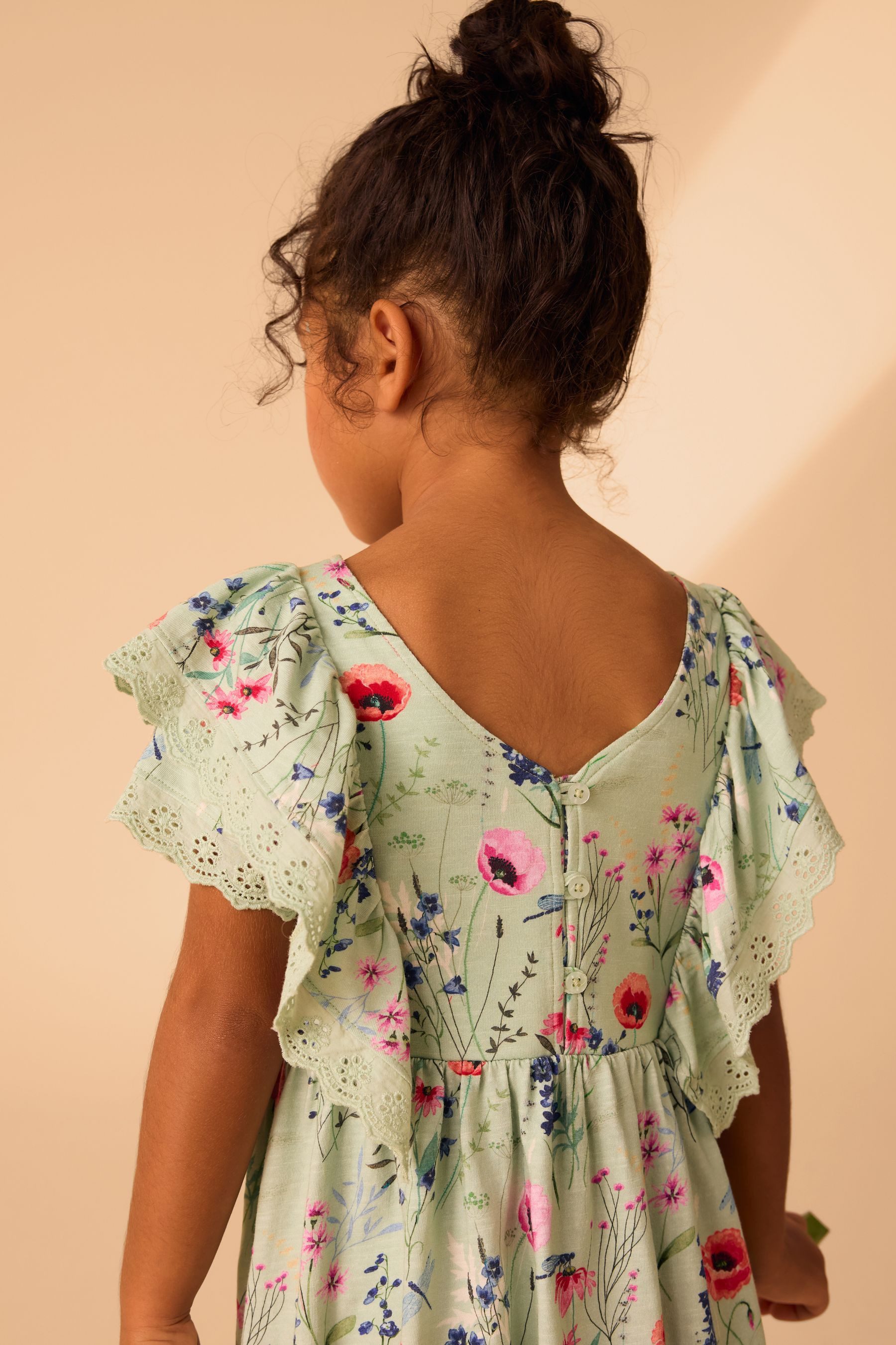 LAURA ASHLEY Jerseykleid Laura Ashley Kleid mit Lochstickerei Baumwolle (1-tlg)