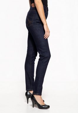 QueenKerosin Slim-fit-Jeans Mit Konrtrast Stickerei der Gesäßtaschen