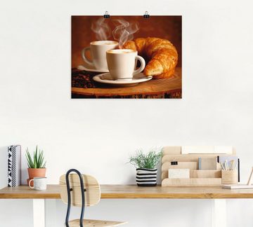 Artland Wandbild Dampfender Cappuccino und Croissant, Getränke (1 St), als Leinwandbild, Poster, Wandaufkleber in verschied. Größen
