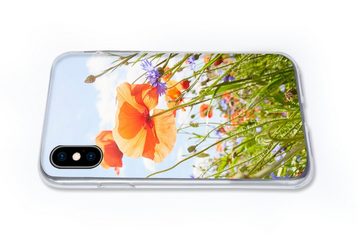 MuchoWow Handyhülle Blumen - Mohn - Frühling - Natur - Rot - Blau, Handyhülle Apple iPhone Xs Max, Smartphone-Bumper, Print, Handy
