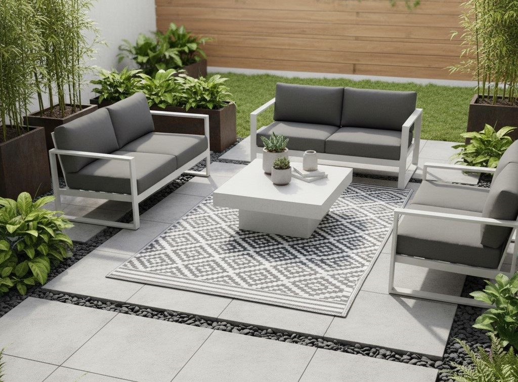 Jet-Line Outdoorteppich Garten Kunststoffteppich Austin grau 90x150 cm