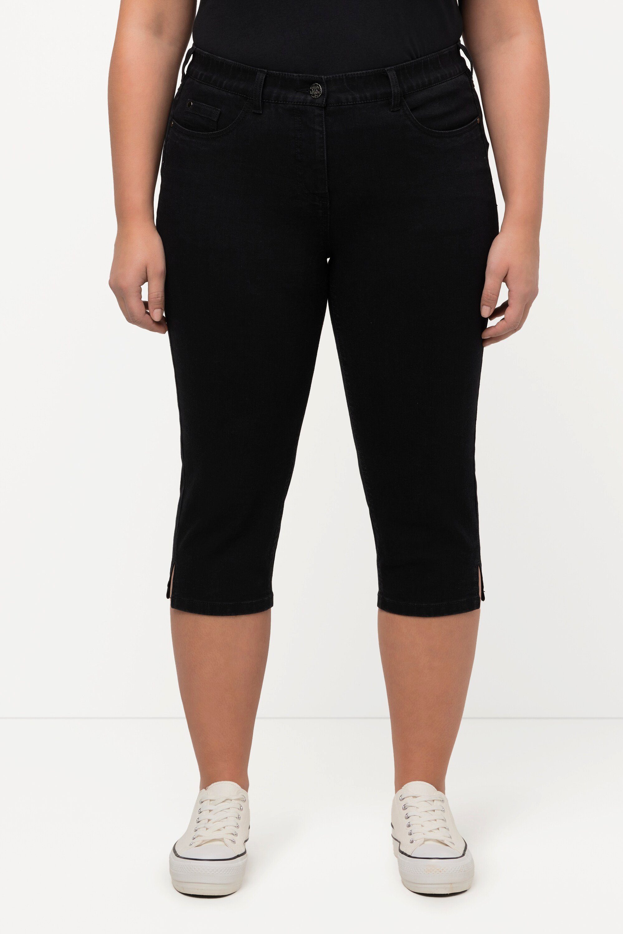 Ulla Popken Funktionshose Capri Jeans Sarah schmale 5-Pocket-Form schwarz | Outdoorhosen