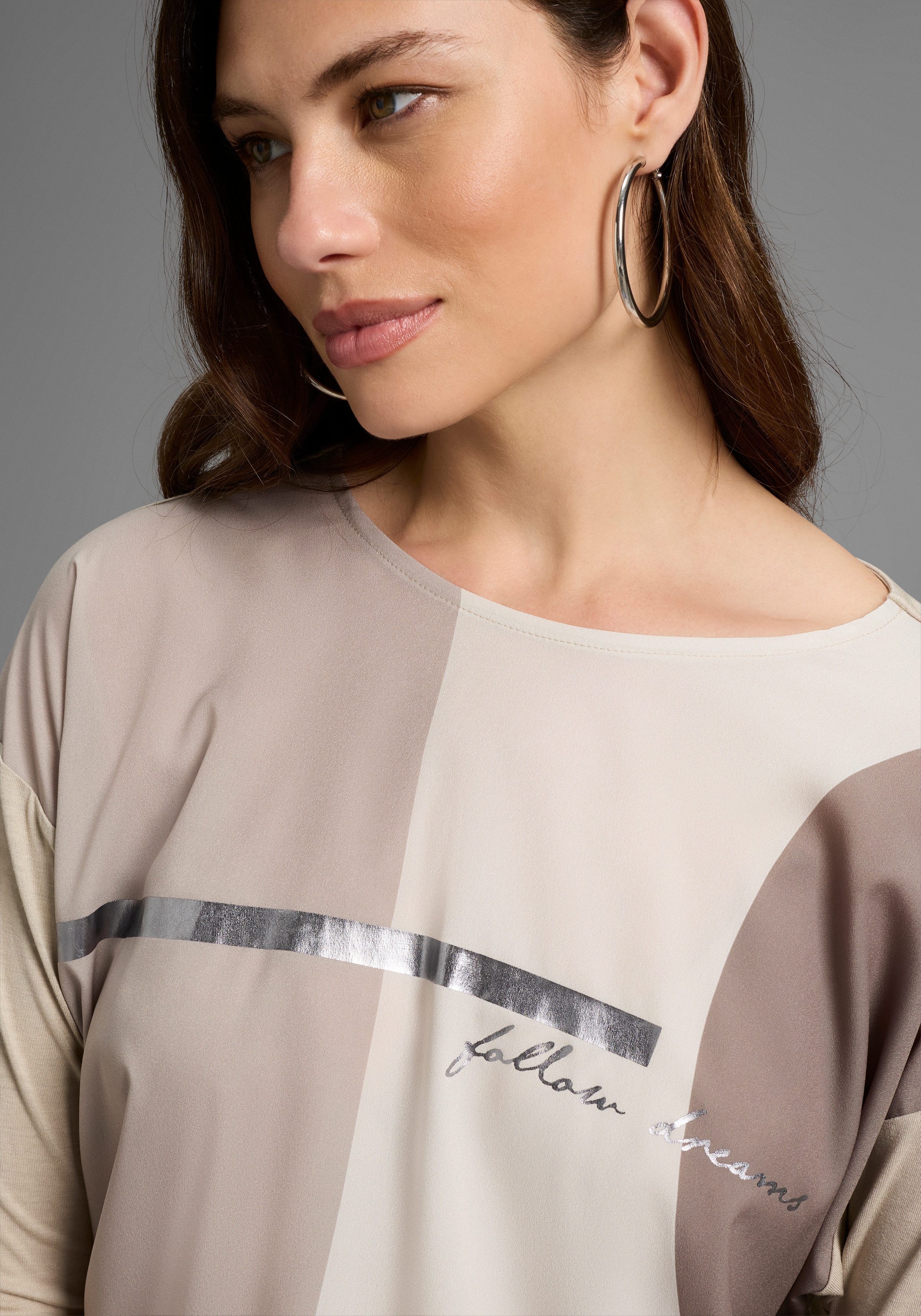 Laura Scott Shirtbluse im Materialmix mit Folienprint