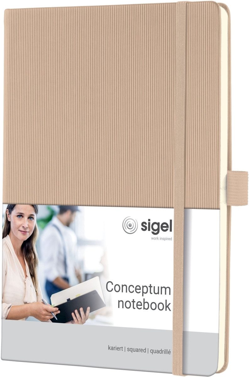 Sigel Notizbuch Notizbuch Conceptum A5 97 Blatt Hardcover kariert 80g beige