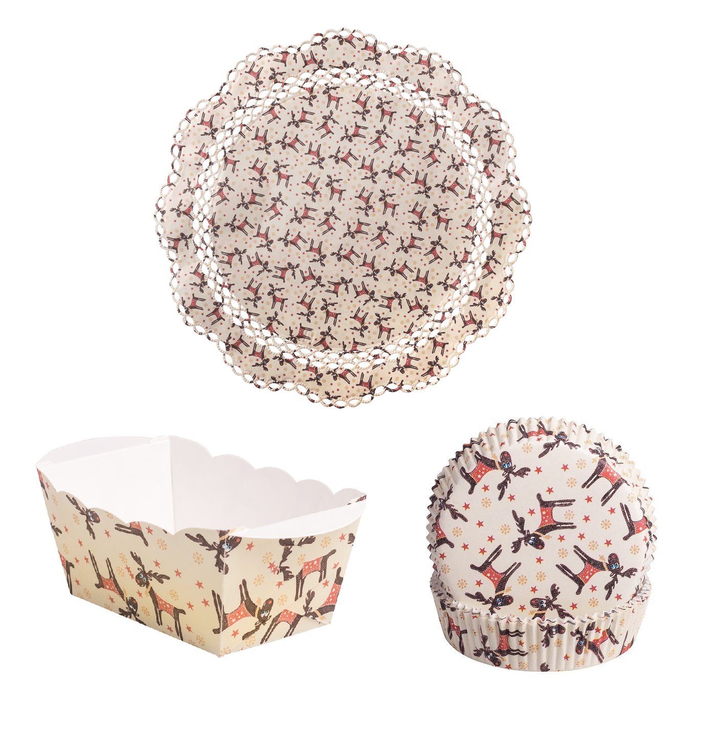 Demmler Backform 3er Set mit Elch-Design - Tartes, Mini-Backformen und Tortenspitzen, Vielseitig, stabil und einfach in der Anwendung - Made in Germany