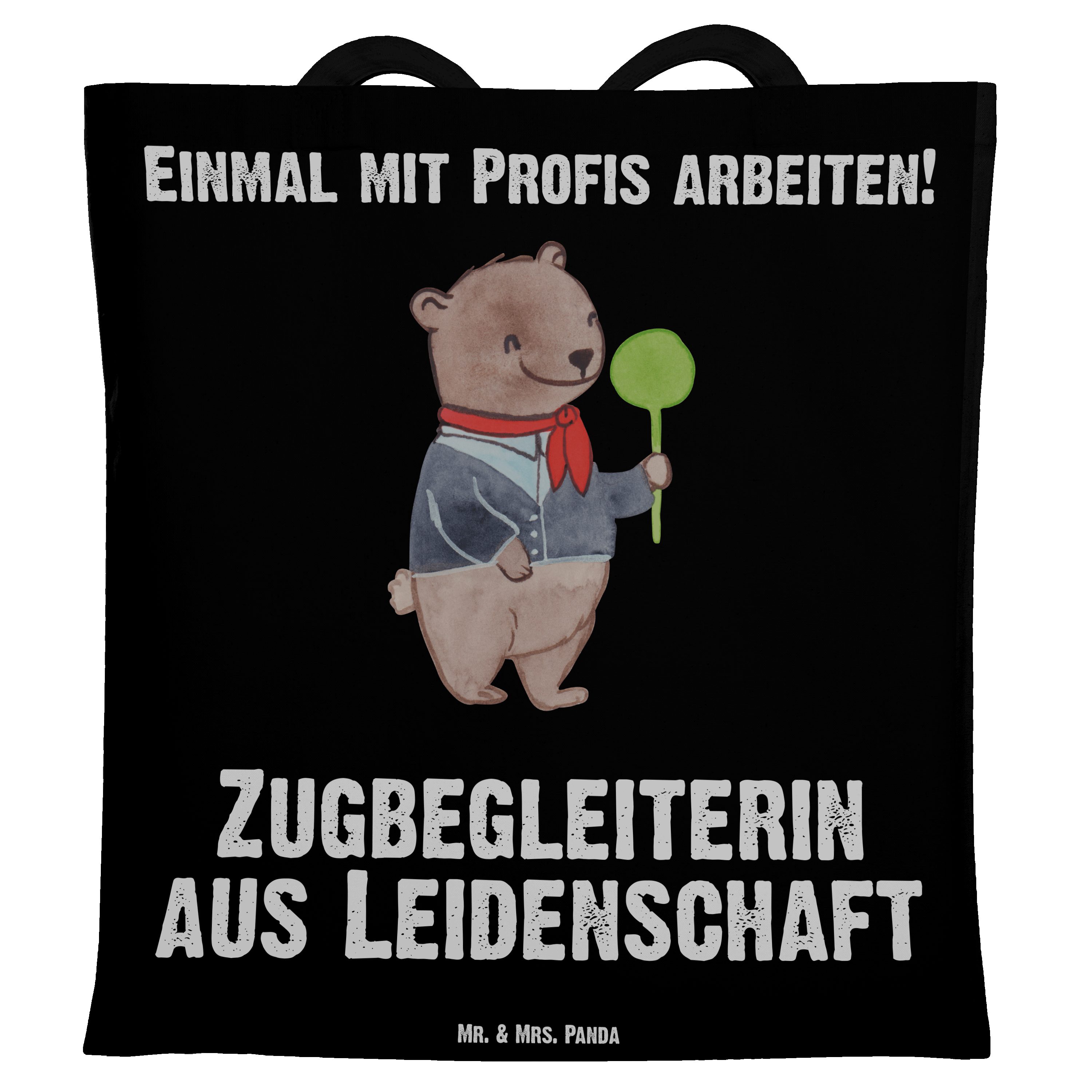 Mr. & Geschenk, Panda - Zugbegleiterin - Tragetasche Beutel, (1-tlg) Mrs. Einkauf Leidenschaft Schwarz aus