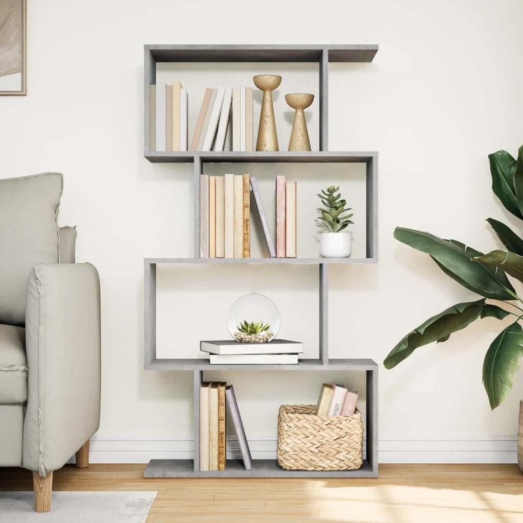 vidaXL Bücherregal Raumteiler-Bücherregal 4 Böden Betongrau günstig online kaufen